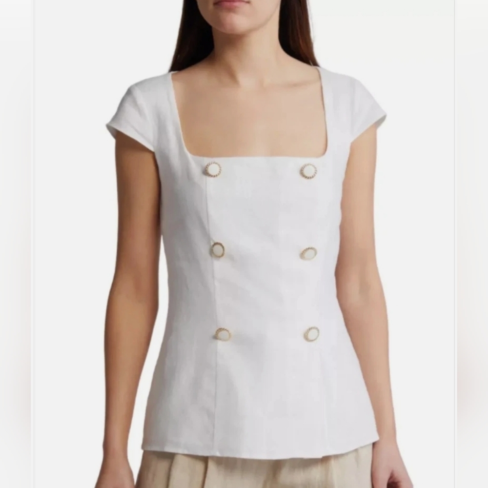 Reformation Meela White Linen Top Size 2